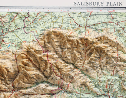Salisbury Plain ~ 2D Shaded Relief Map Vintage Atlas Style Print