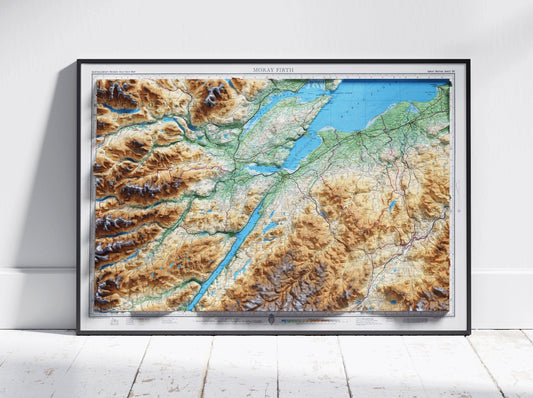 Moray Firth, Scotland ~ 2D Shaded Relief Map Vintage Atlas Style Print