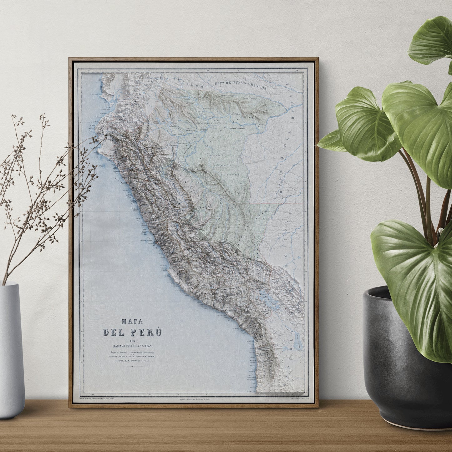 Peru Vintage Map 2D Shaded Relief ~ South America Print