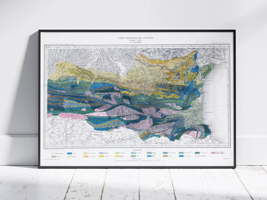 Pyrenees Vintage Geological Map Print