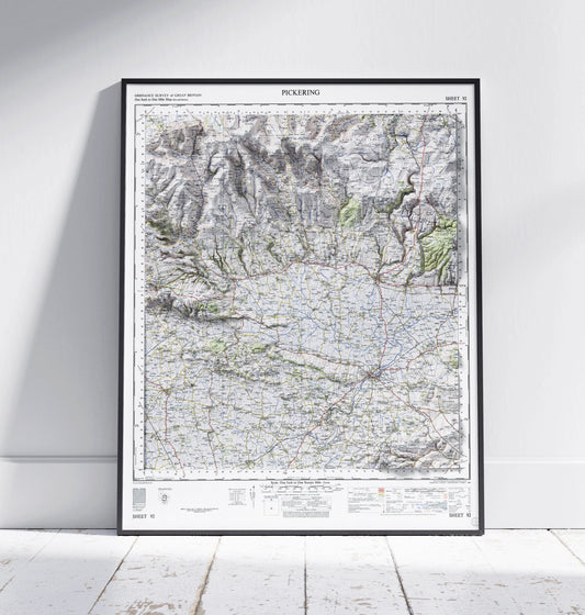 Pickering & North York Moors ~ 2D Shaded Relief Map Vintage Style Print