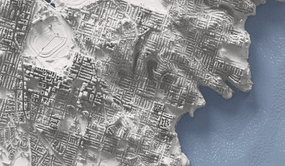 Sydney, Australia ~ 2D Shaded City Relief Map Print