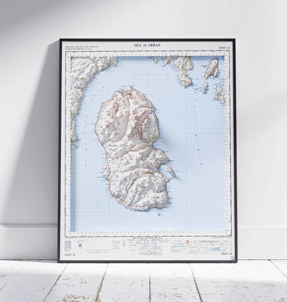 Isle of Arran, Scotland ~ 2D Shaded Relief Map Vintage Style Print