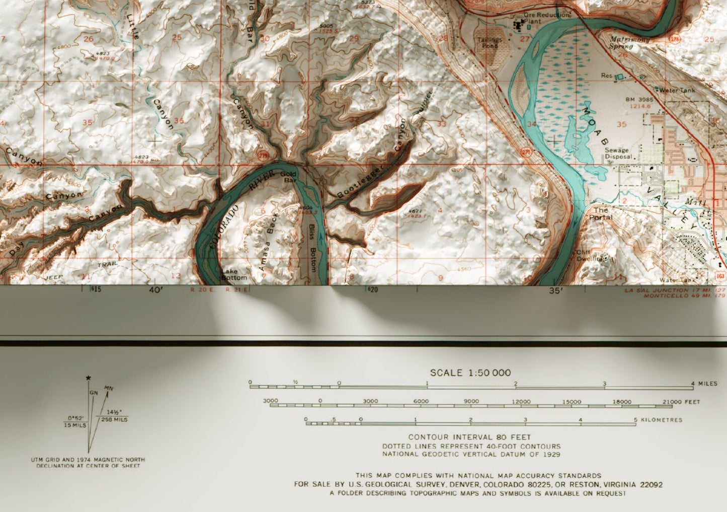 Arches National Park, Utah ~ Vintage Style 2D Shaded Relief Map Print