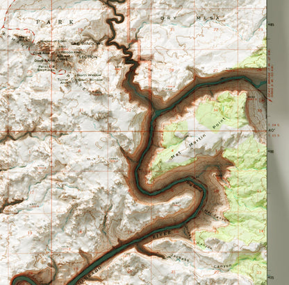 Arches National Park, Utah ~ Vintage Style 2D Shaded Relief Map Print