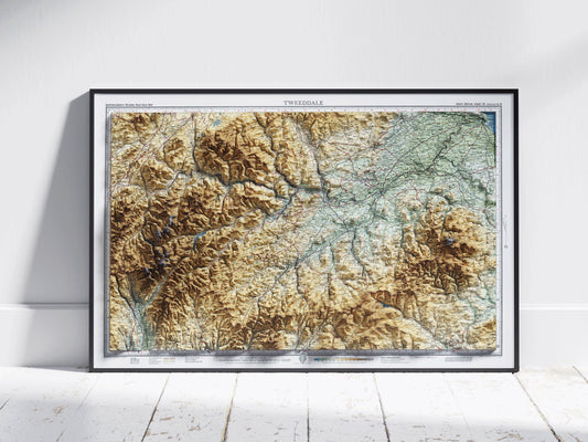 Tweedale, Scotland ~ Vintage Style 2D Shaded Relief Map Print