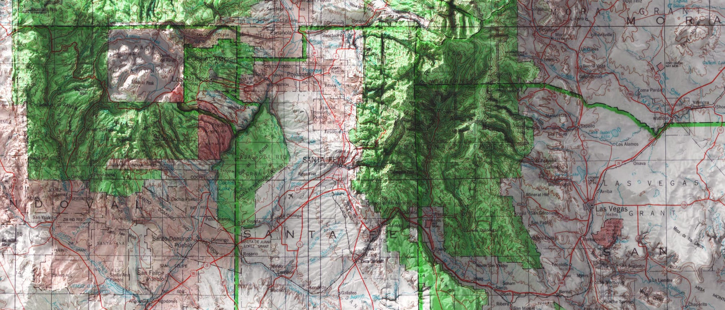 New Mexico, NM Vintage Style 2D Shaded Relief Map