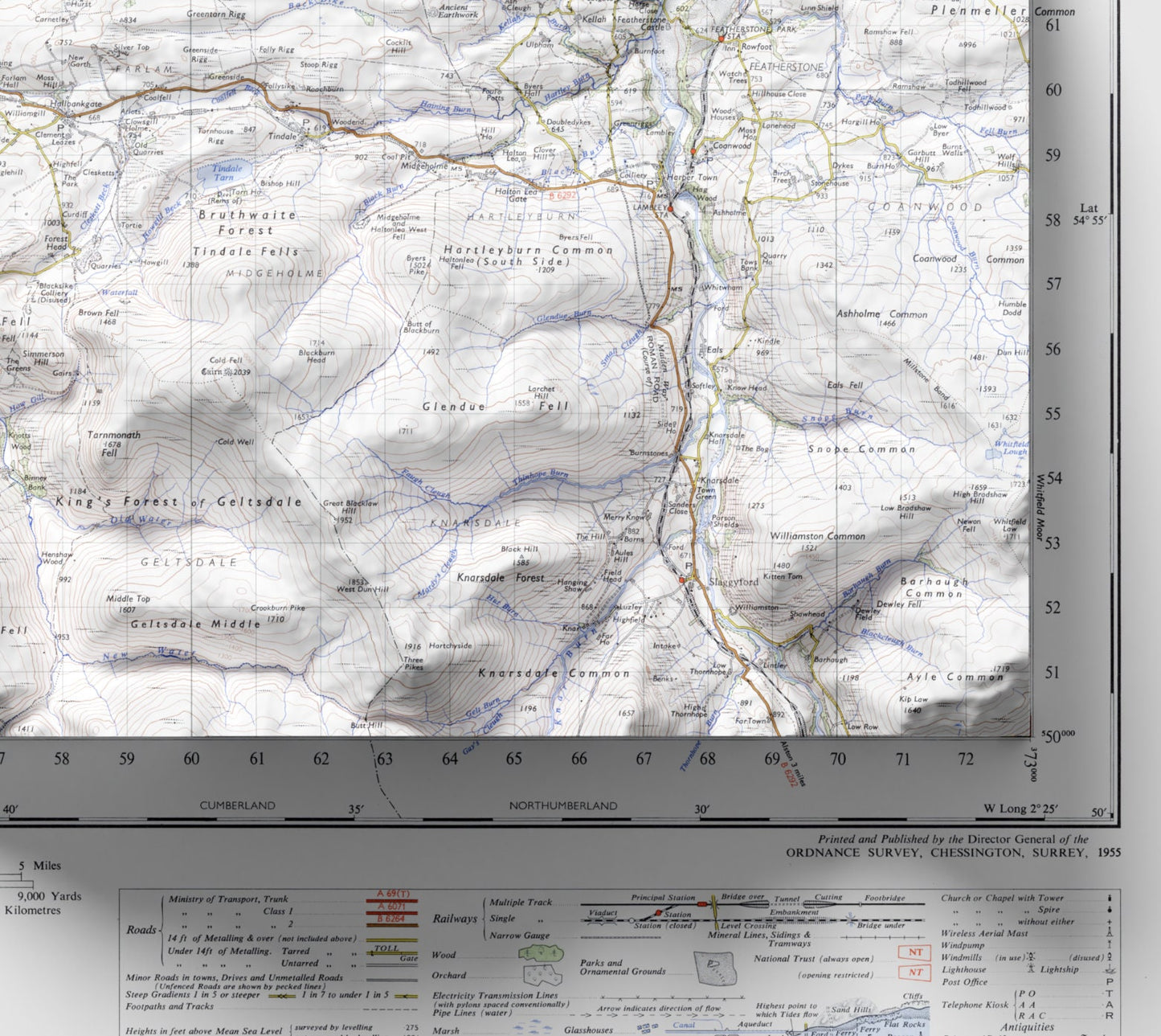 Carlisle ~ 2D Shaded Relief Map Vintage Style Print