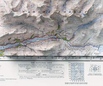 Ben Nevis & Fort William ~ 2D Shaded Relief Map Vintage Atlas Style Print