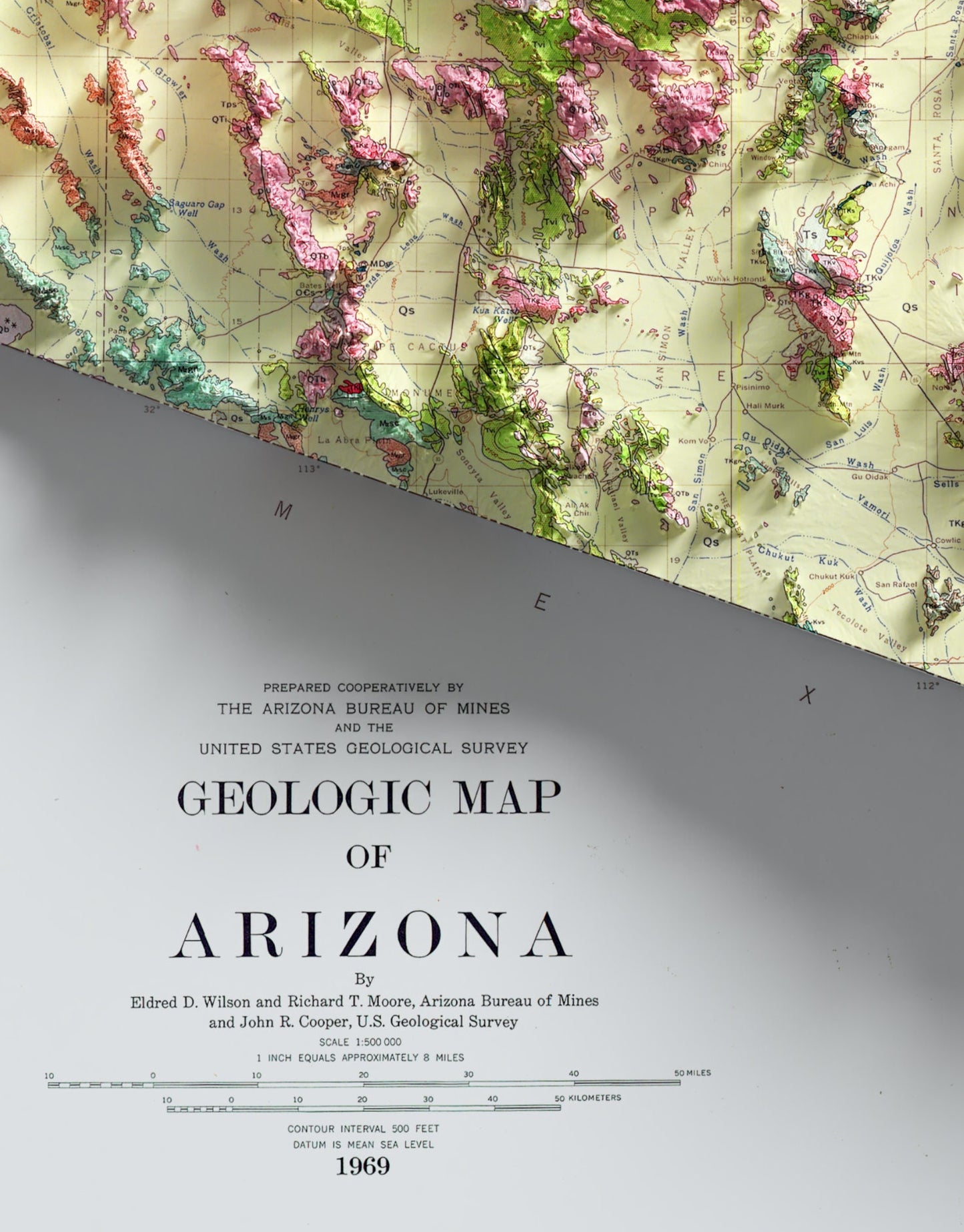 Arizona 2D Geological Shaded Relief Map