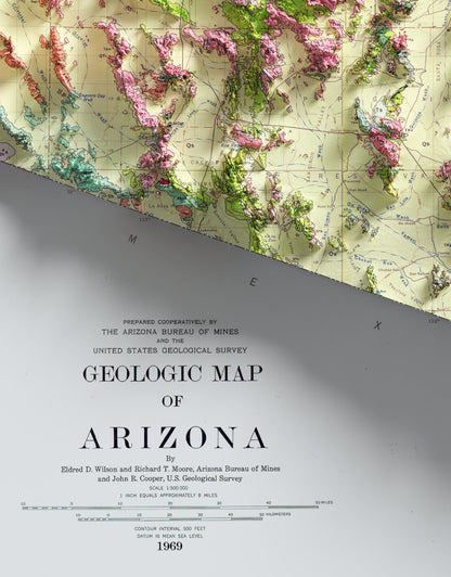 Arizona 2D Geological Shaded Relief Map