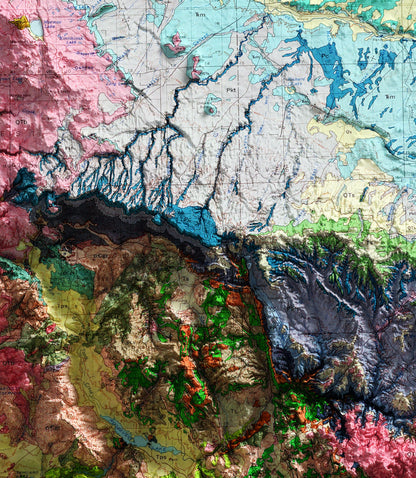 Arizona 2D Geological Shaded Relief Map