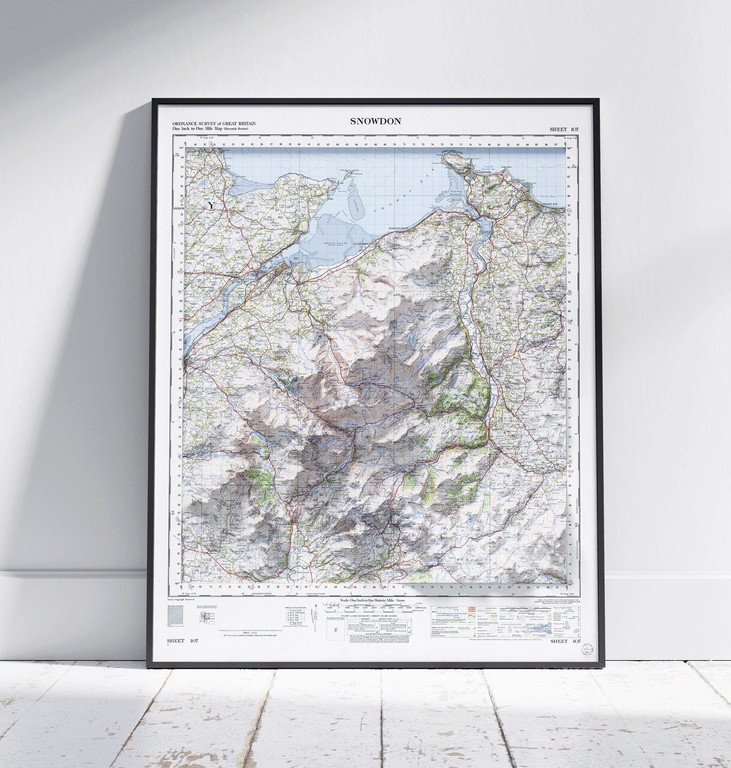 Snowdon ~ 2D Shaded Relief Map Vintage Style Print