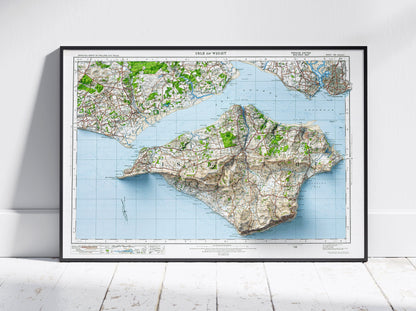 Isle of Wight ~ Vintage Map Shaded Relief 2D Print