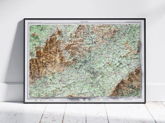 Oxfordshire ~ 2D Shaded Relief Map Vintage Atlas Style Print