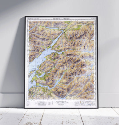 Ben Nevis & Glen Coe Vintage Map Print