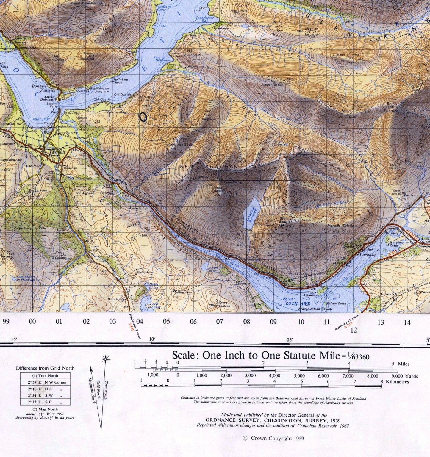 Ben Nevis & Glen Coe Vintage Map Print