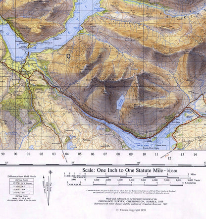 Ben Nevis & Glen Coe Vintage Map Print