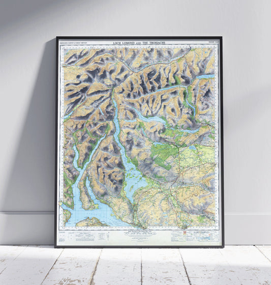 Loch Lomond & The Trossachs Vintage Map Print  ~ Ben Lomond, Lochgoilhead, Greenock