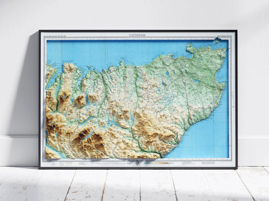 Caithness, Scotland ~ 2D Shaded Relief Map Vintage Atlas Style Print