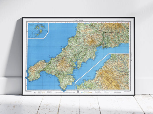 Cornwall Vintage Map Print