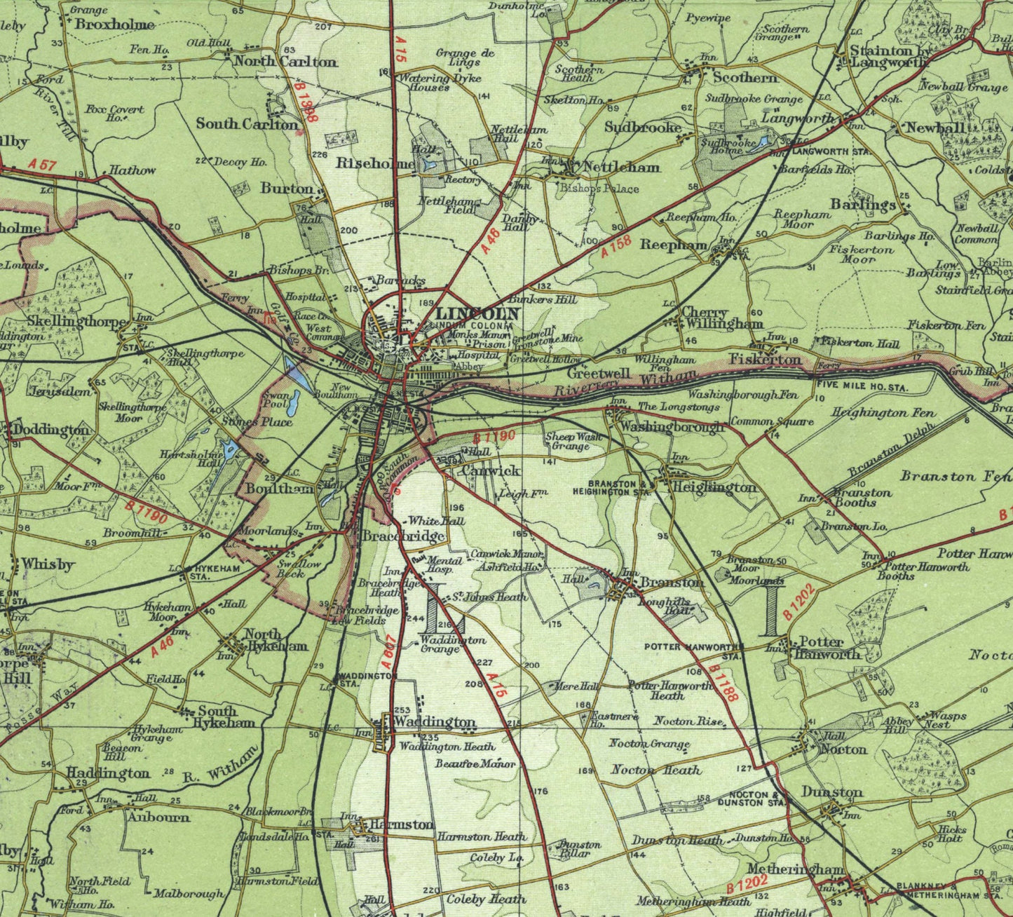 Lincolnshire Vintage Map Print