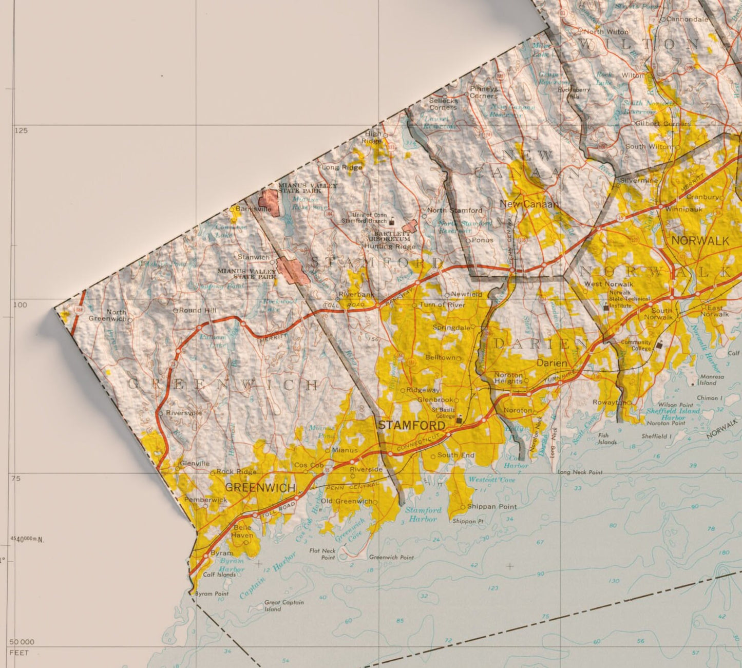 Connecticut Shaded Relief Map 2D Print