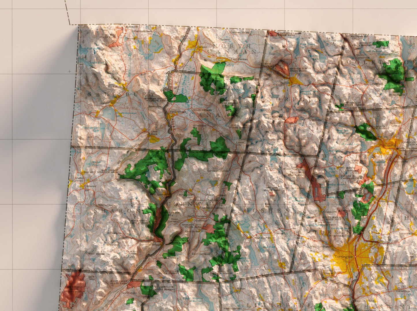 Connecticut Shaded Relief Map 2D Print