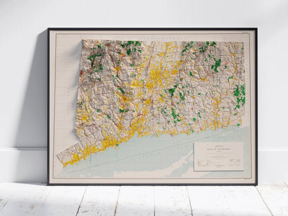 Connecticut Shaded Relief Map 2D Print