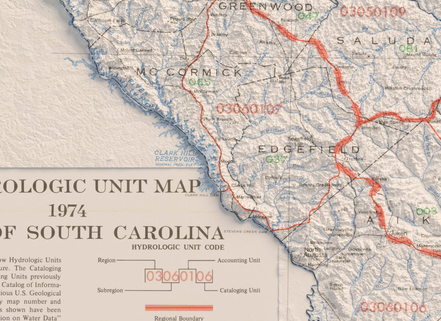 South Carolina Shaded Relief Map 2D Print