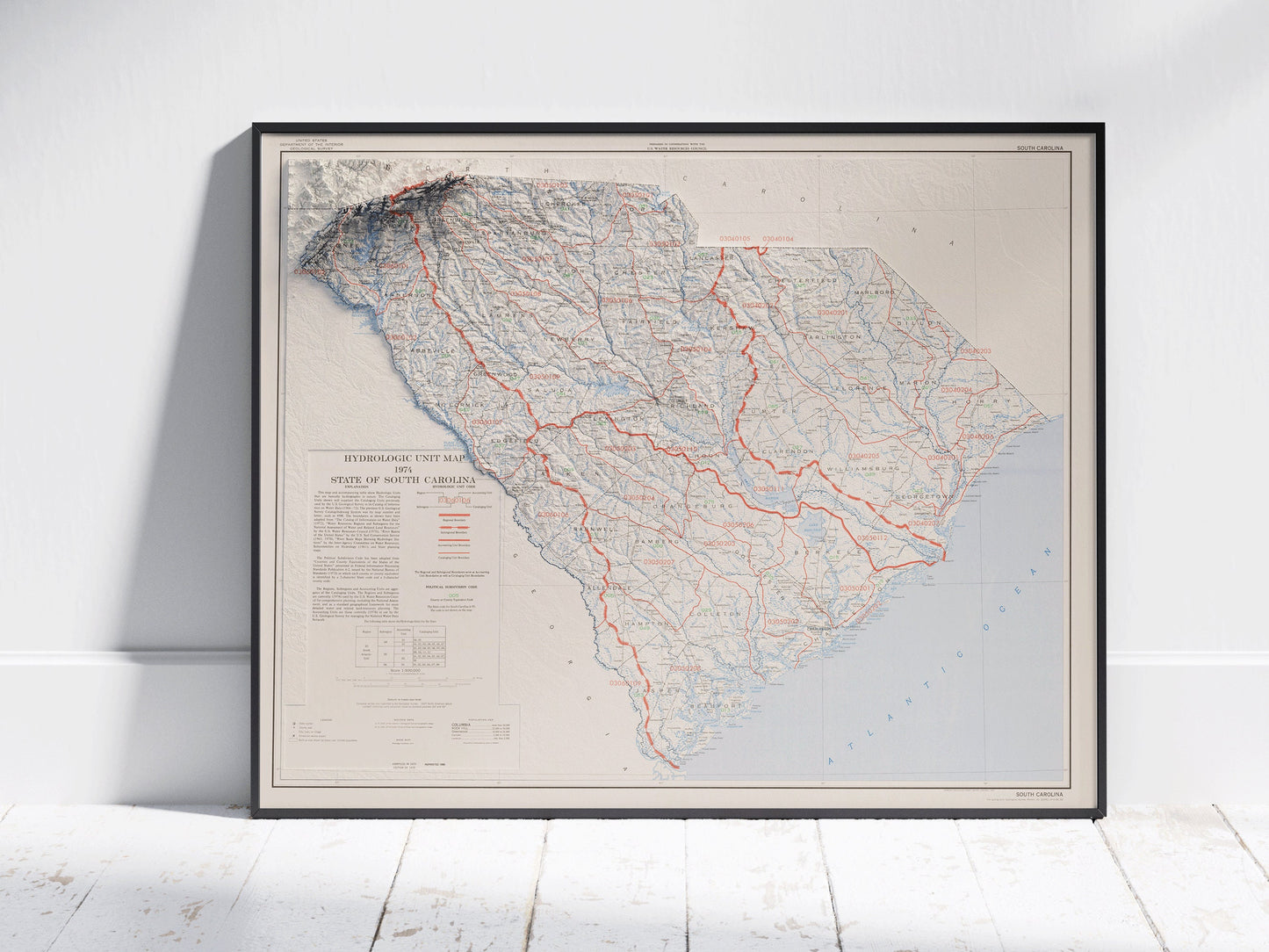 South Carolina Shaded Relief Map 2D Print