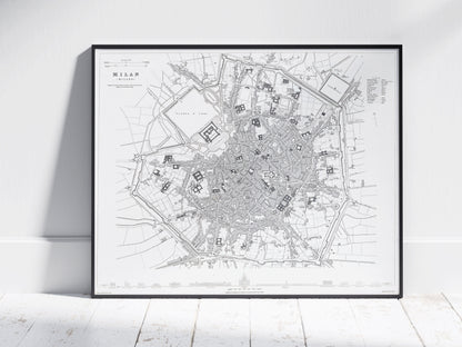 Milan Vintage Map Print ~ City Plan Italy