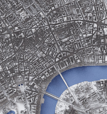 London, UK ~ City Map Shaded Relief 2D Print ~