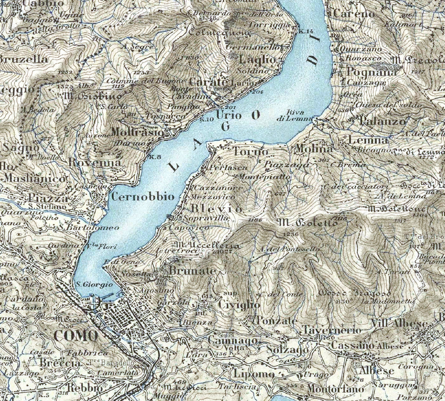 Lake Como, Italy ~ Vintage Style Map Print