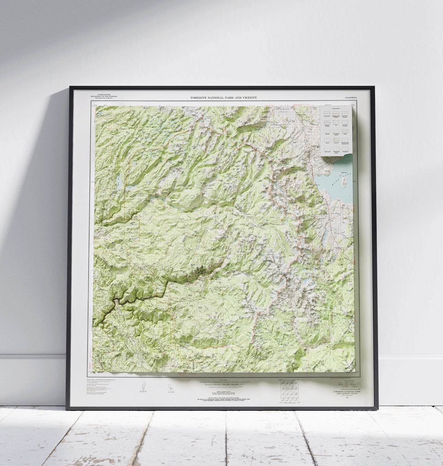 Yosemite National Park ~ Vintage Style 2D Shaded Relief Map Print