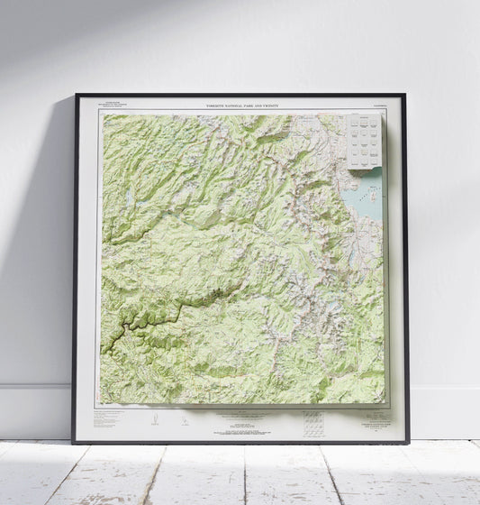 Yosemite National Park ~ Vintage Style 2D Shaded Relief Map Print