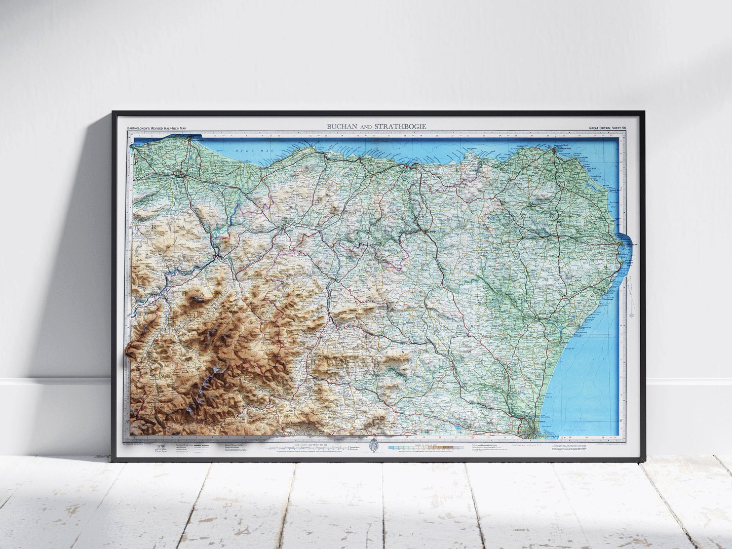 Buchan, Scotland ~ Vintage Style 2D Shaded Relief Map Print