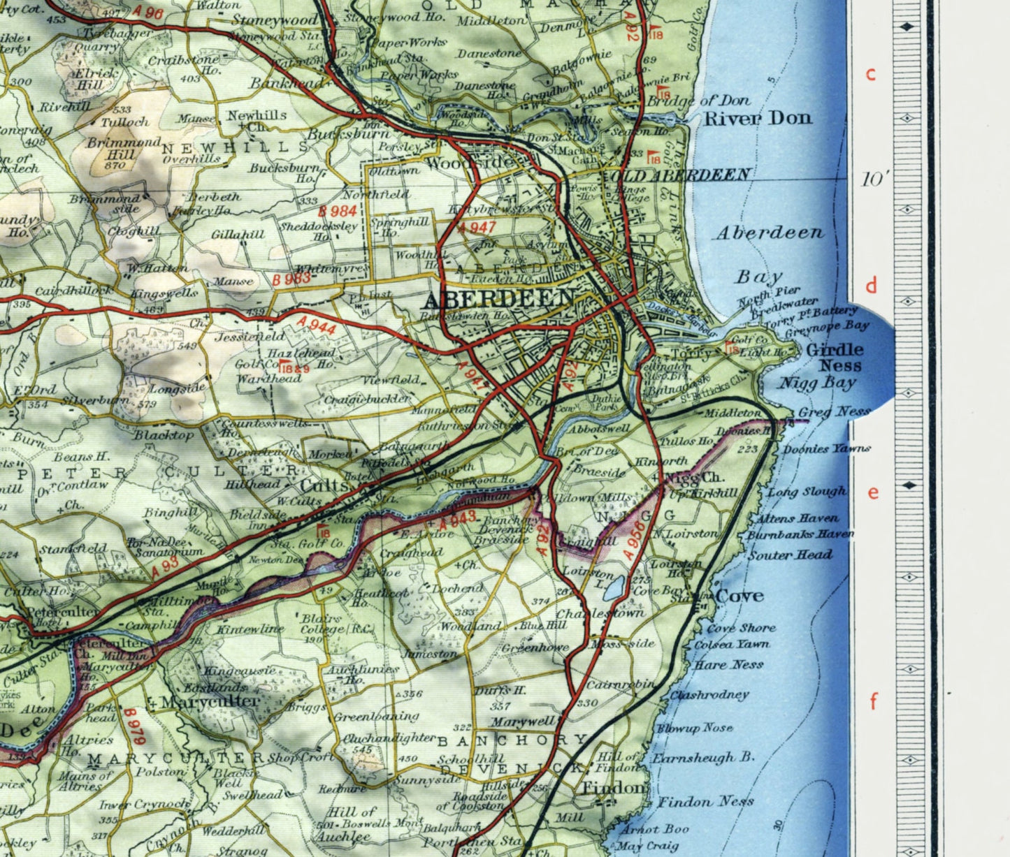 Deeside, Scotland ~ Vintage Style 2D Shaded Relief Map Print