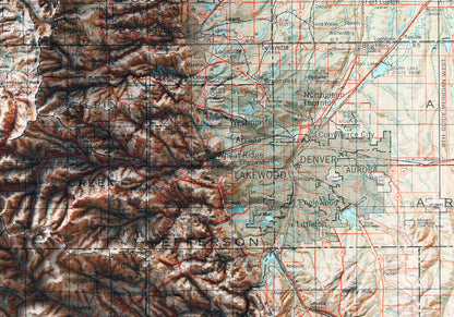 Colorado Retro Map Shaded Relief 2D Print ~ US State Fine Art Poster Wall Decor Topographic ~ Rocky Mountains, Denver, Boulder, Aspen