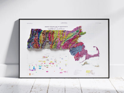 Massachusetts Geological 2D Shaded Relief Map