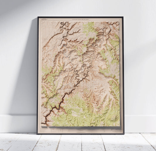 Canyonlands National Park ~ Vintage Map Shaded Relief 2D Print