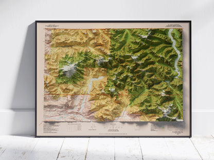 Mount Baker, Washington ~ Shaded Relief Map 2D Print