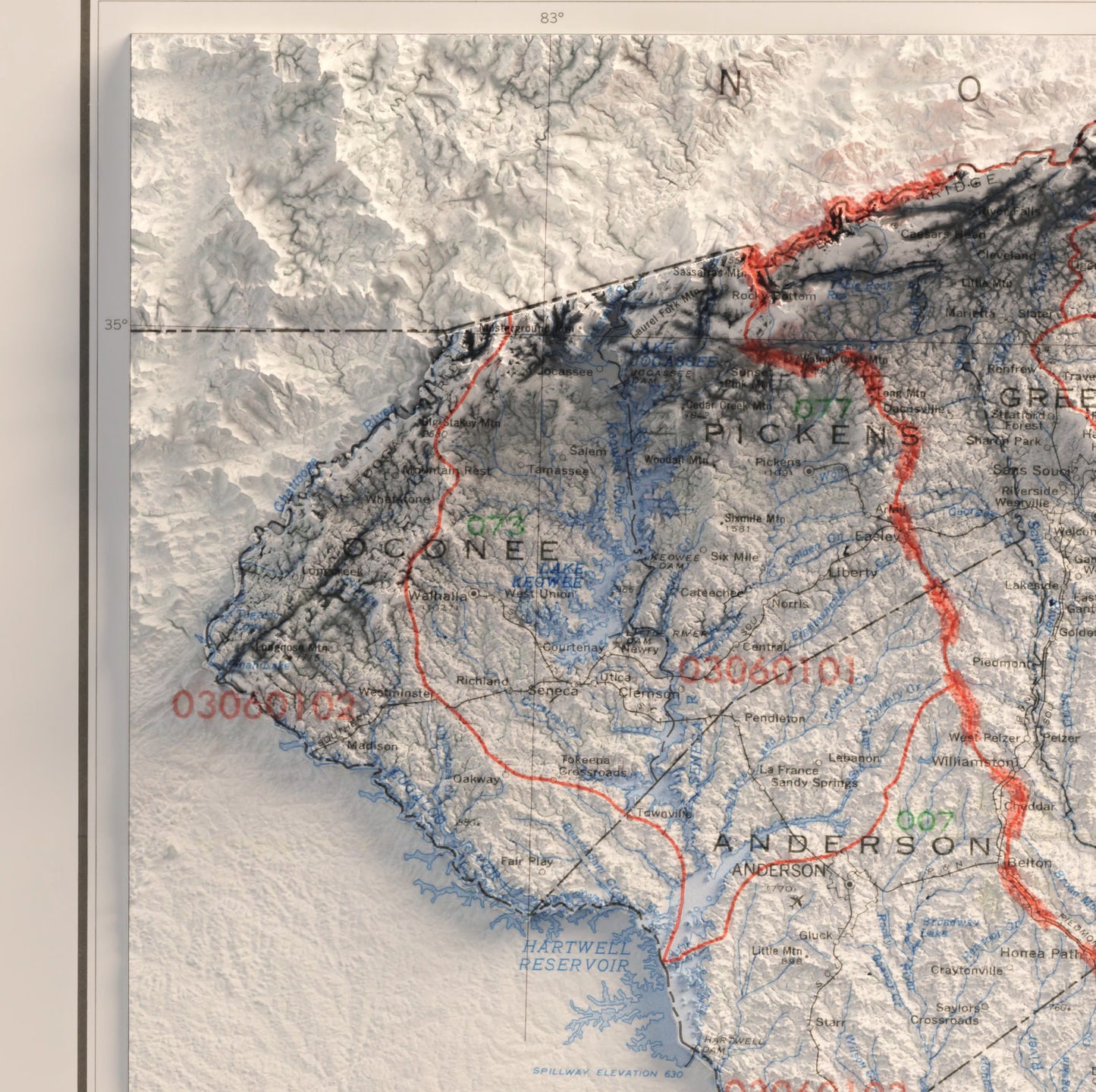 South Carolina Shaded Relief Map 2D Print