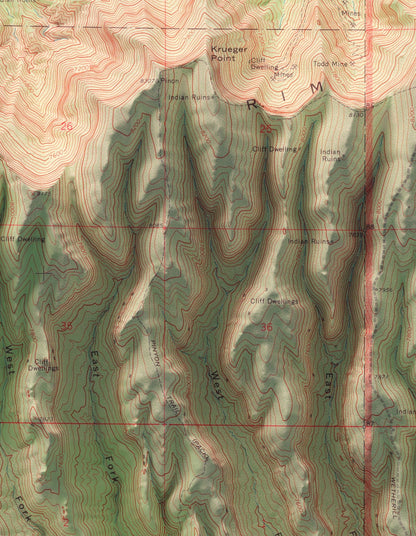 Mesa Verde National Park ~ Shaded Relief Map 2D Print