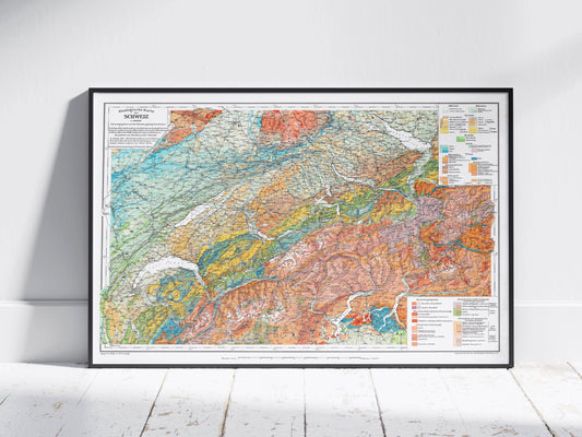 Switzerland Vintage Style Geological Map Print