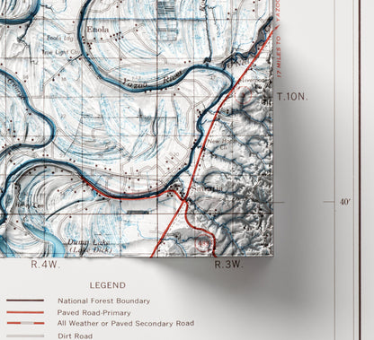 Delta National Forest, Mississippi ~ Shaded Relief Map 2D Print