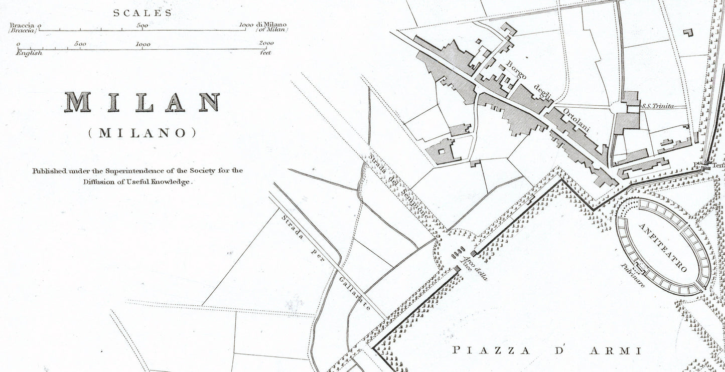 Milan Vintage Map Print ~ City Plan Italy