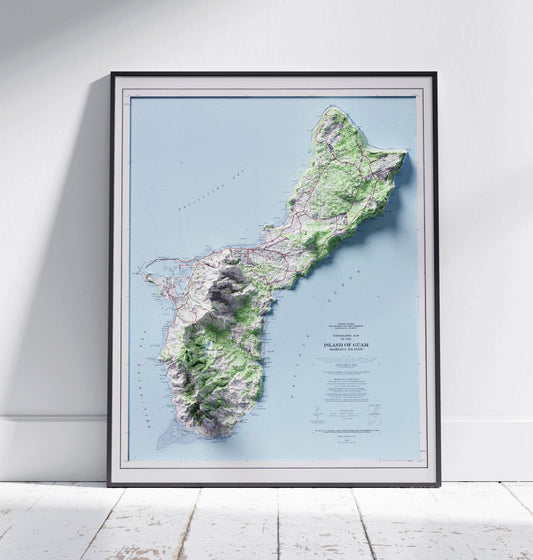 Guam Vintage Shaded Relief Map 2D Print