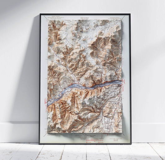 Hood River, Oregon / Washington  ~ Vintage Shaded Relief 2D Map Print