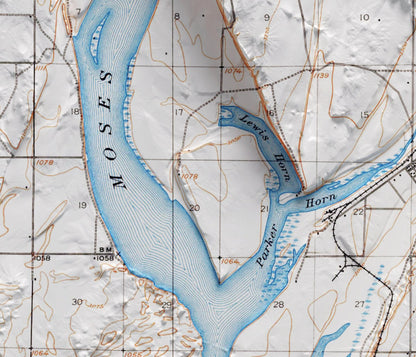 Moses Lake, Washington  ~ Shaded Relief 2D Map Print